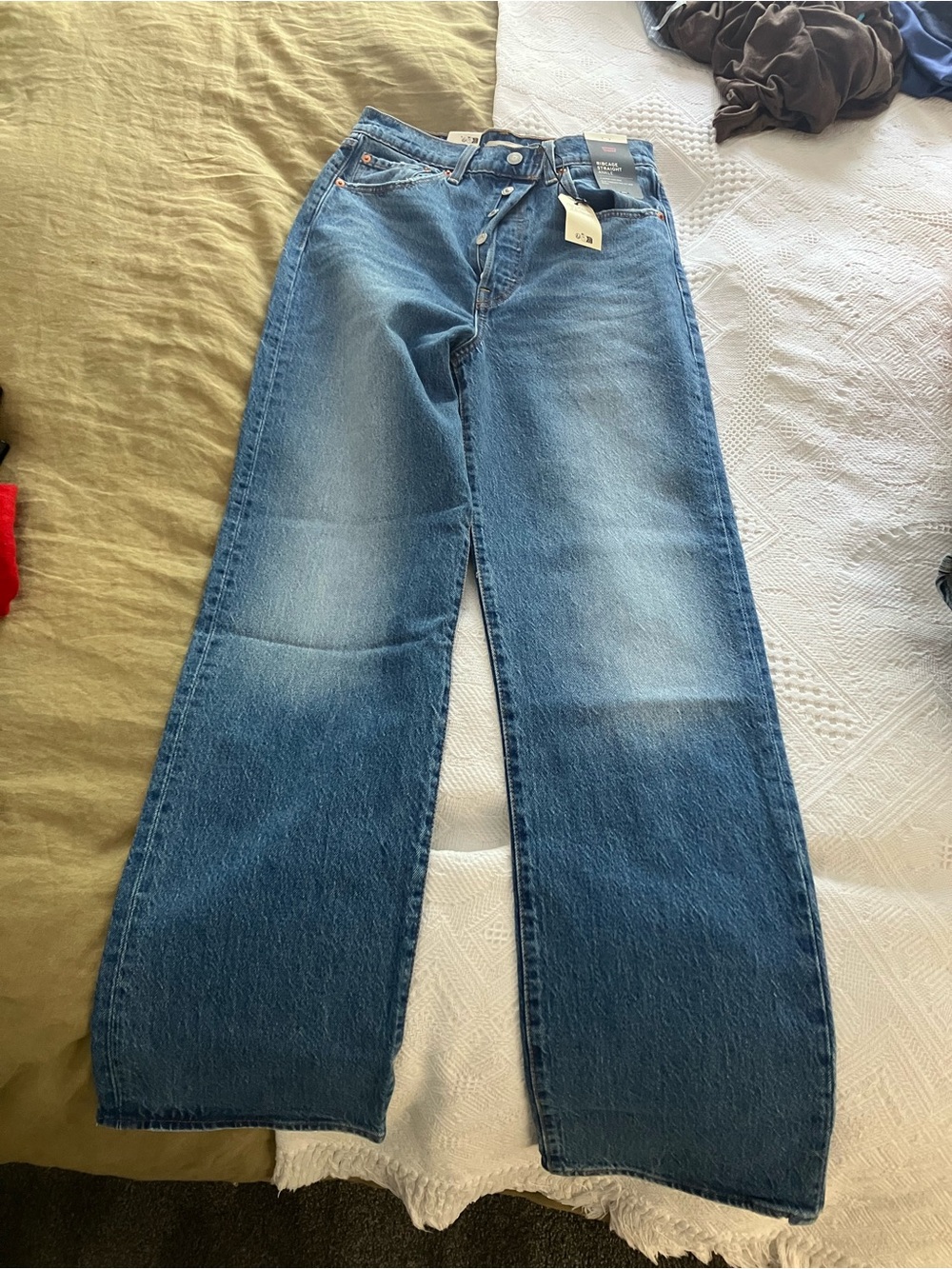 Levi's Ribcage Straight Full Length Blue Denim Jeans